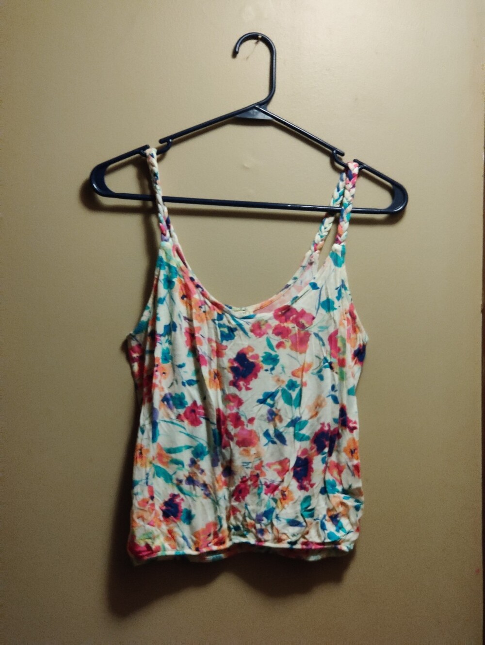 LA Hearts PacSun Floral Cami Tank Top Braided Straps Bubble Hem
